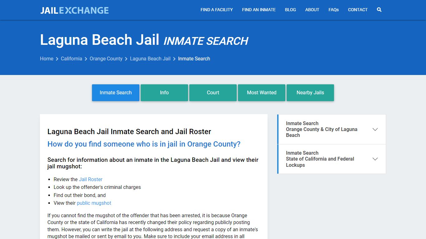 Inmate Search: Roster & Mugshots - Laguna Beach Jail, CA